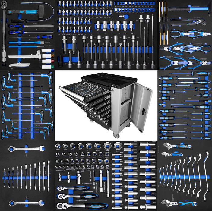 XXXL tool trolley filled with 8 drawers and foam inserts, workshop trolley CR-V