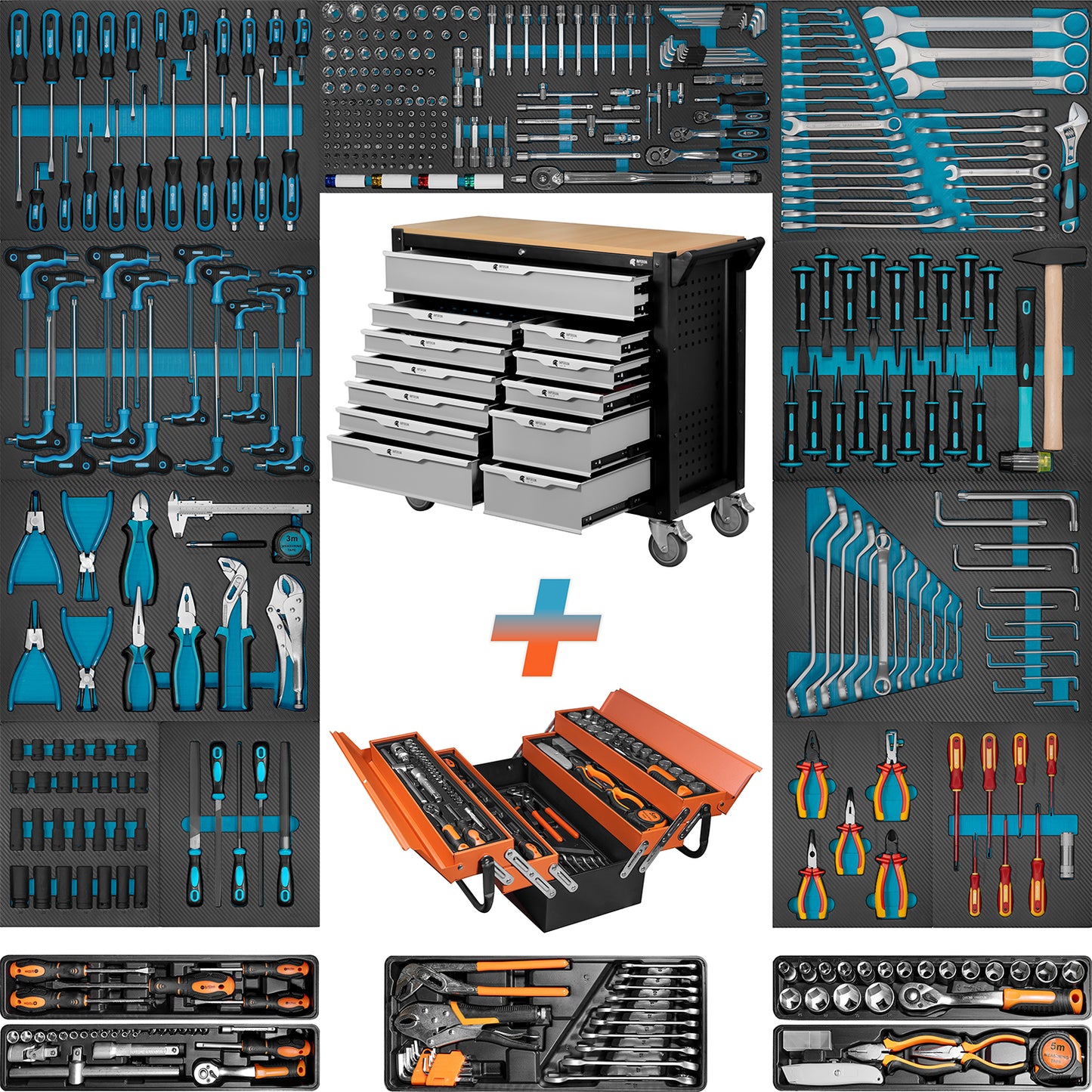 Carrello portautensili Imperiumtools, dotato di 12 cassetti, carrello portautensili per officina 